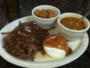 This roast, mashed potatoes, and brown gravy were as good as my grandmother's; no, I don't give that compliment often.