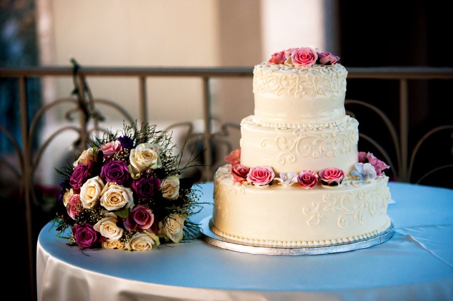 Wedding cake from Elms Bake Shop, the heat got to it a little bit but it still looked awesome - photo by Tyler Schmitt