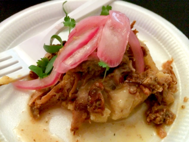 Culinaria 2014 Grand Tasting Nao's slow-braised Caja China with yucca, plantain mofongo and garlic mojo