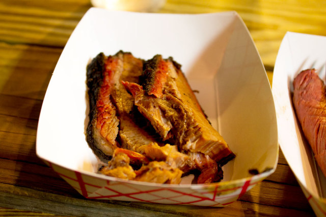 Sliced brisket from Two Bros. BBQ.