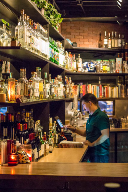 Jesse Torres tending the bar.